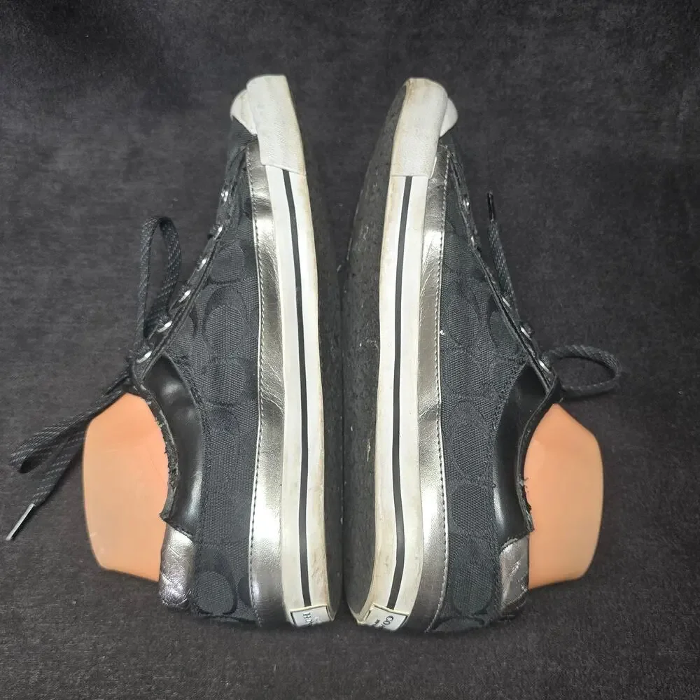Coach Felix Black Low Top Canvas Lace Up Sneakers Shoes